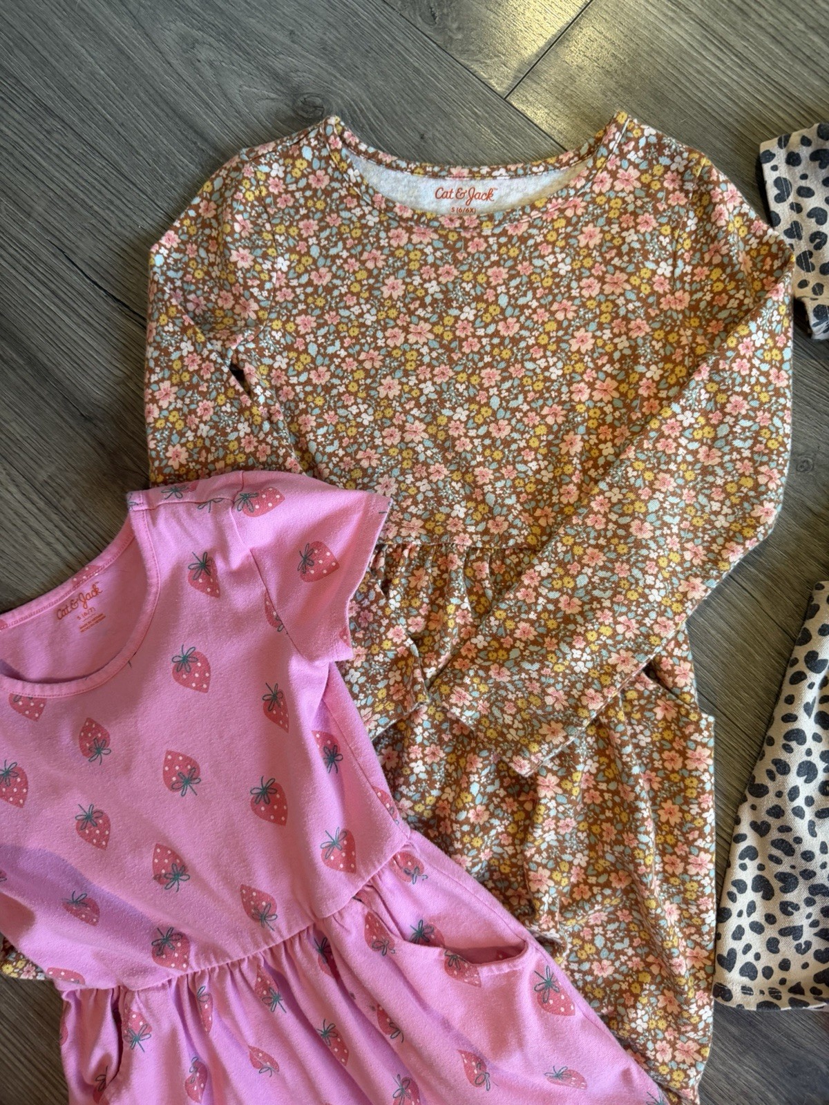 Cat & Jack Girls Dress Lot 4 Size S (6/6X) Pink Floral Animal Print Strawberry