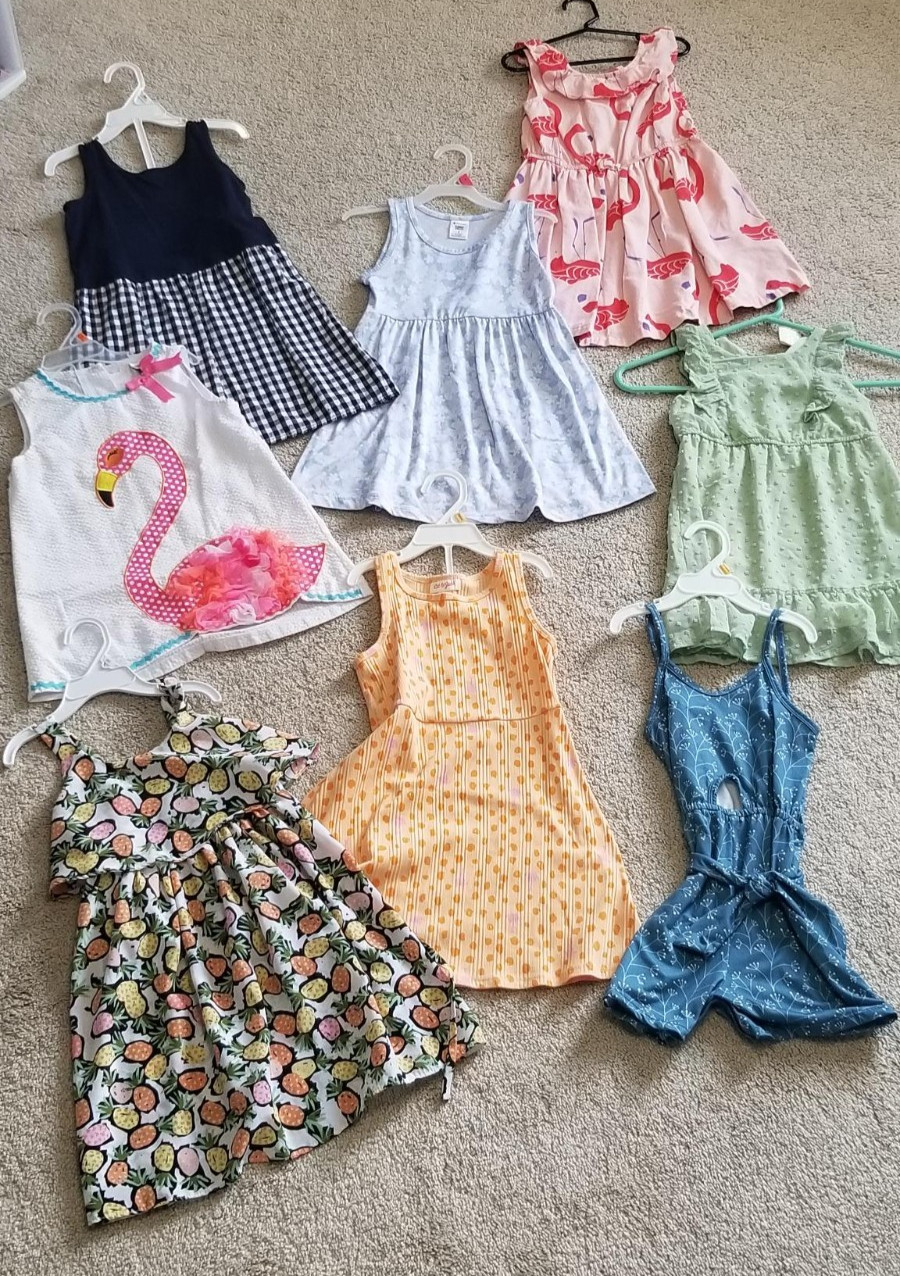Girls 5T Clothing Lot – 8 Piece Dresses & Romper Bundle – Dressy/Casual Fun