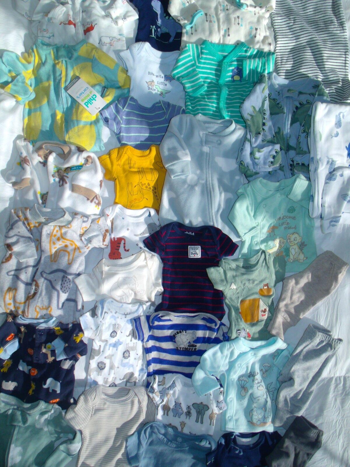 Adorable Baby Boy Sz PREEMIE Carter&rsquo;s Bodysuits Pajamas Clothes Lot Bundle