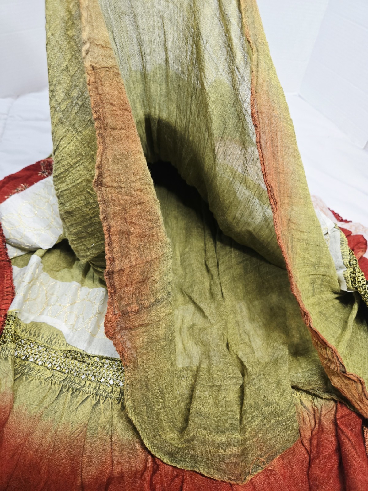 Bohemian NF Tie-Dye Maxi Skirts One Size Green Boho Indie Dashiki Rayon Gypsy