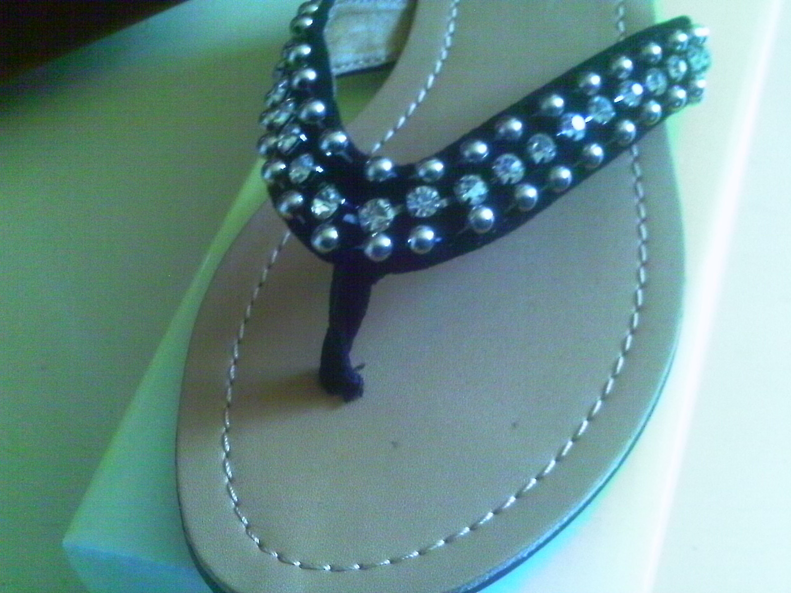 LILIANA BLACK SILVER BEAD BLING FLIP FLOP THONG SHOES 6 pr lot