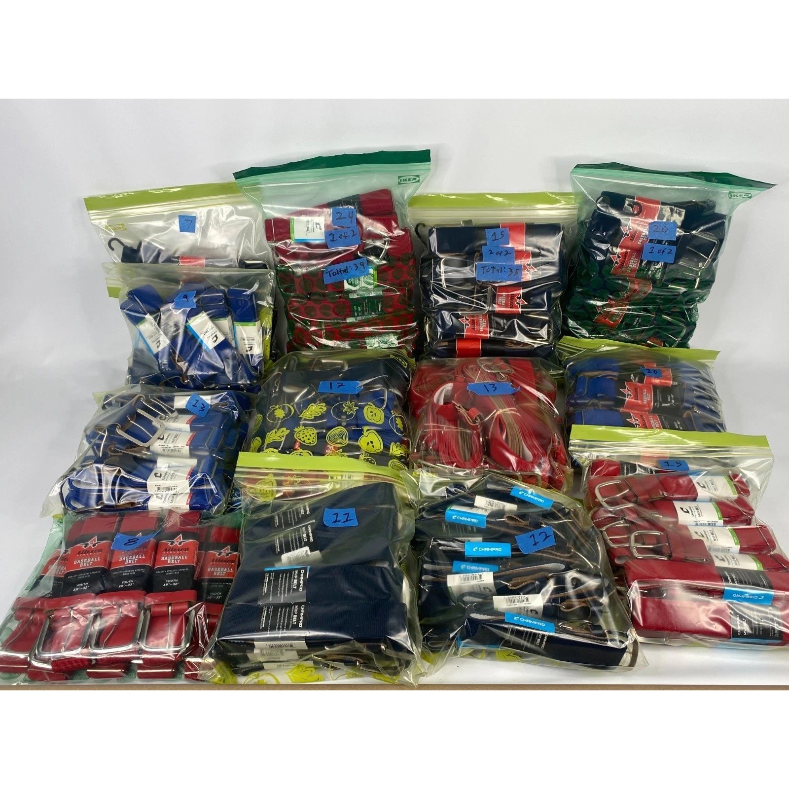 HUGE **Wholesale Lot** 266 Baseball/Softball Belts Adults & Kids Various Colors