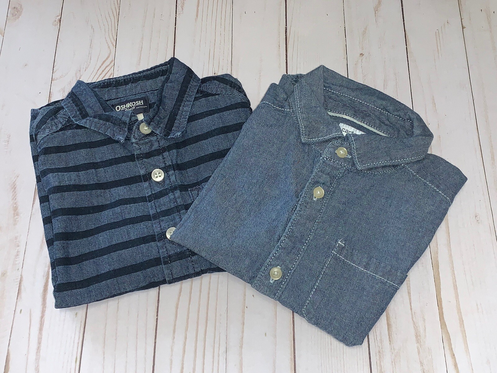 Oshkosh & Carter’s Toddler Boy’s Button Down Collared Shirts Size 4T Lot Of 2