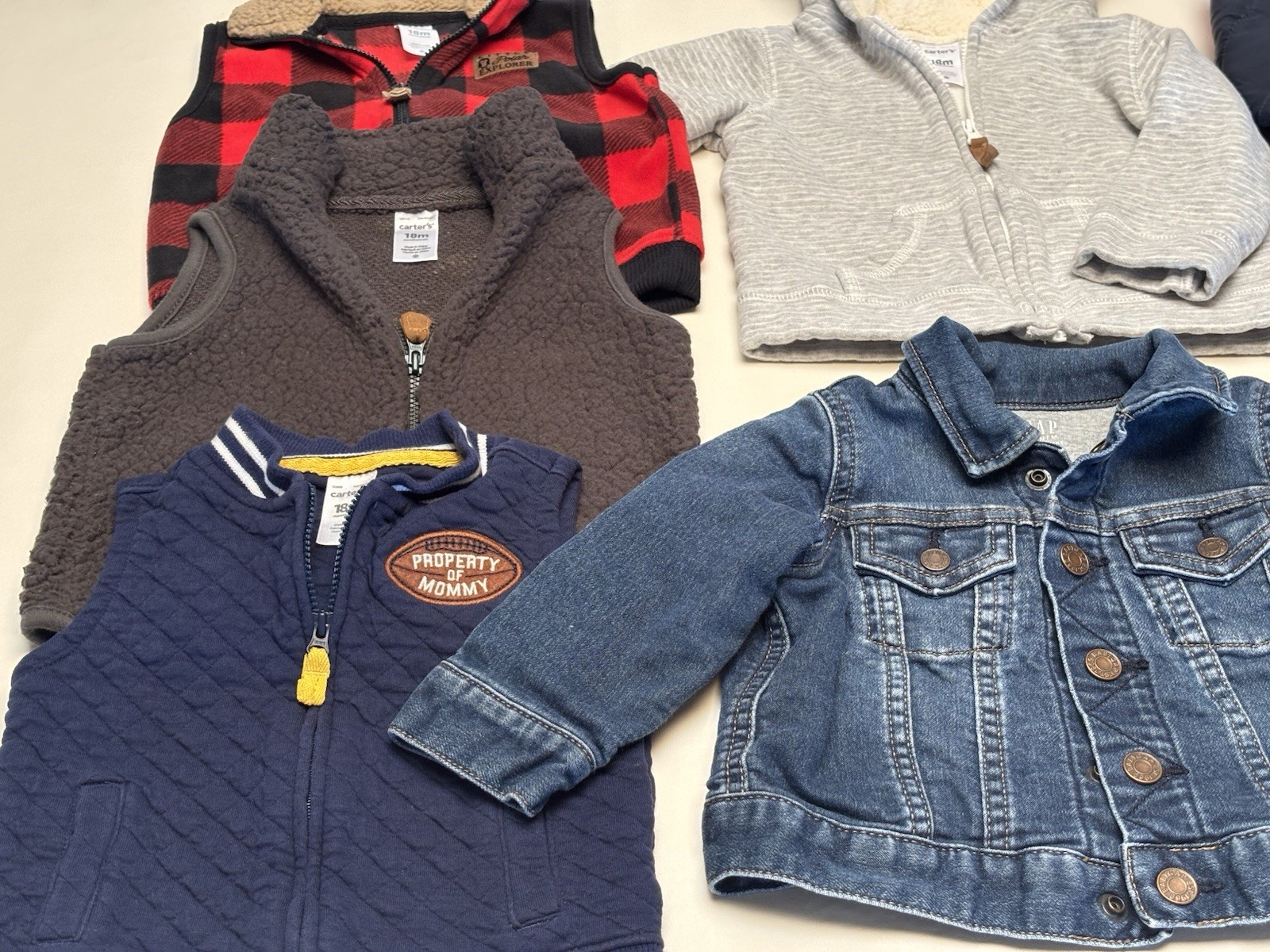 12 & 18 Months Clothes Toddler Hooded Gap Denim Jacket Winter Carter’s Lot Of 7