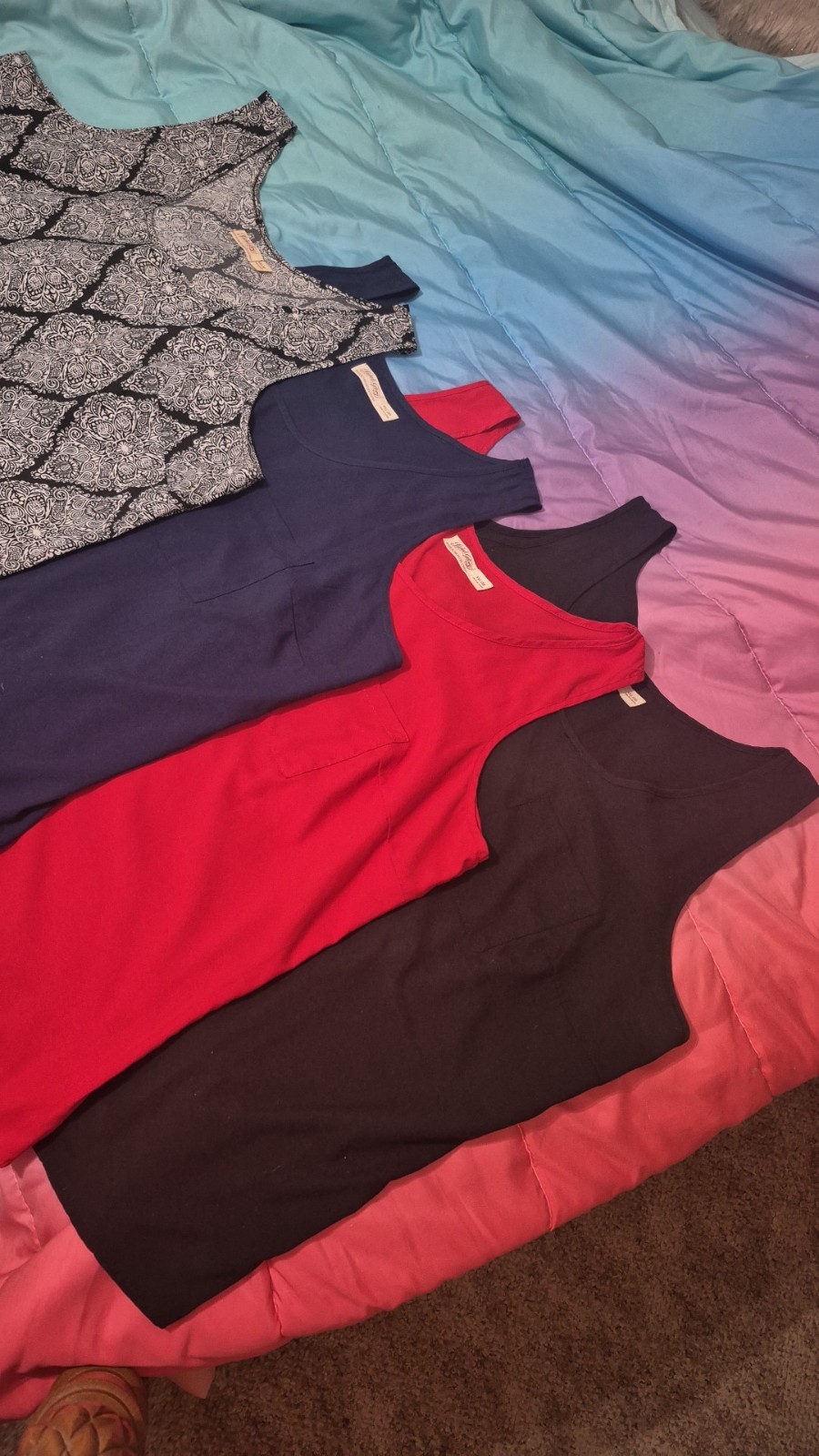 New Women&rsquo;s Cotton Thin Tank Tops Clothing Blue/Red/Black & Black & White 2Xl