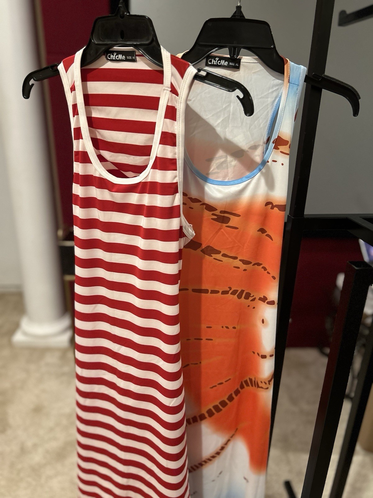 ChicMe Women’s Dress Lot XL Sleeveless Striped Multicolor Casual Polyester