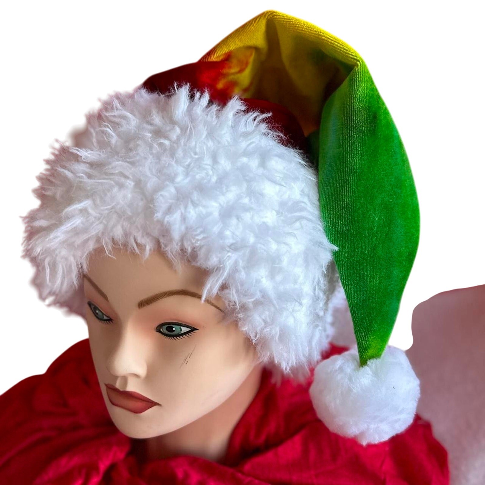 Santa Hat Tie Dye Handcrafted Holiday Party Christmas Hat