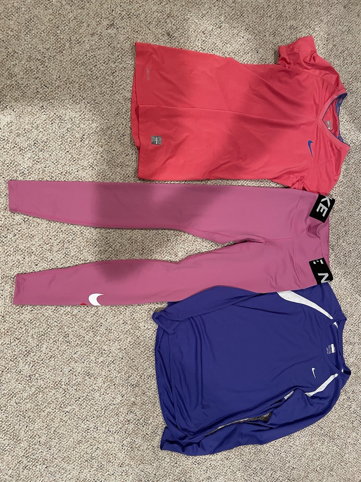 Set Of Three Women’sNikePro DriFit Athletic Shirts Short/Long Sleeve And Pants