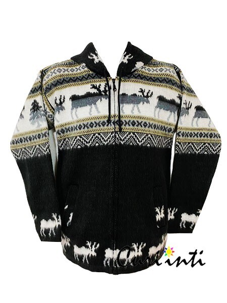 WHOLESALE LOT OF 5 ALPACA MOOSE DESIGN JACKETS WITH HOOD – SIZE: S 8V