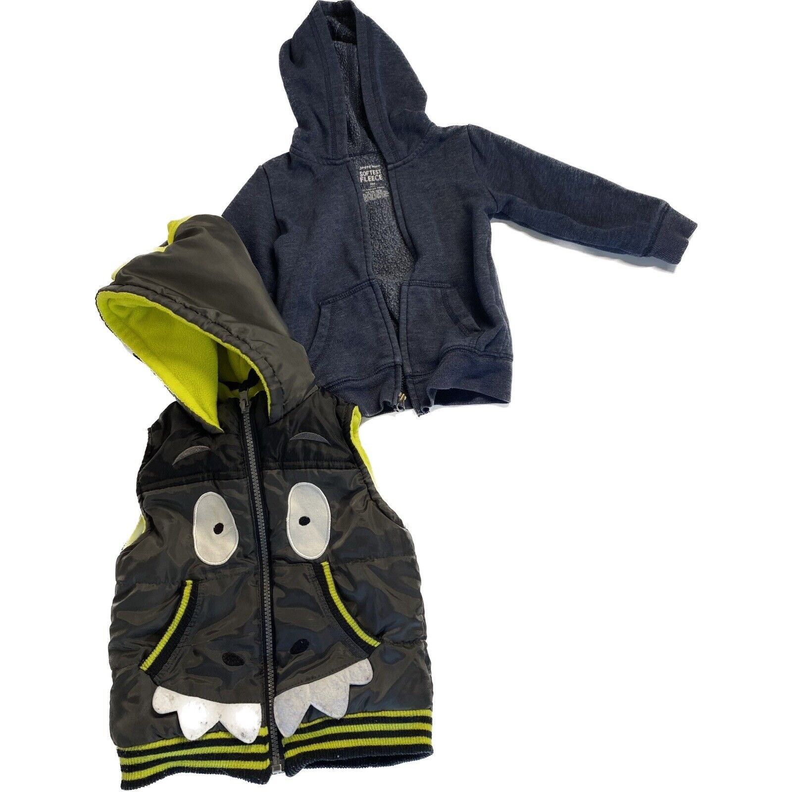 FALL Winter Boys 18 month Dino Sweatshirt Vest Dinosaur Hoodie Cute Boy Tops