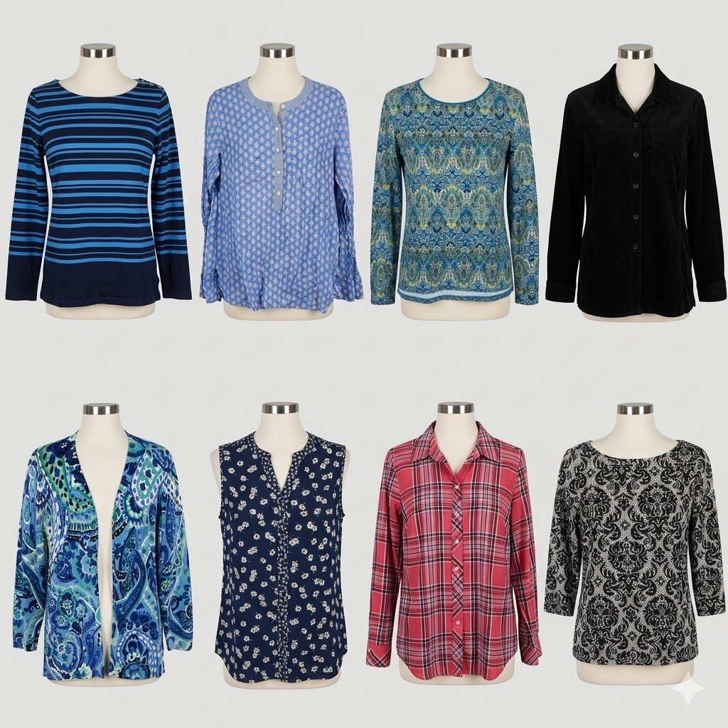Talbots Size M Clothing Lot 8 Pc Bundle Tops Cardigan Shirt Jacket Plaid Floral
