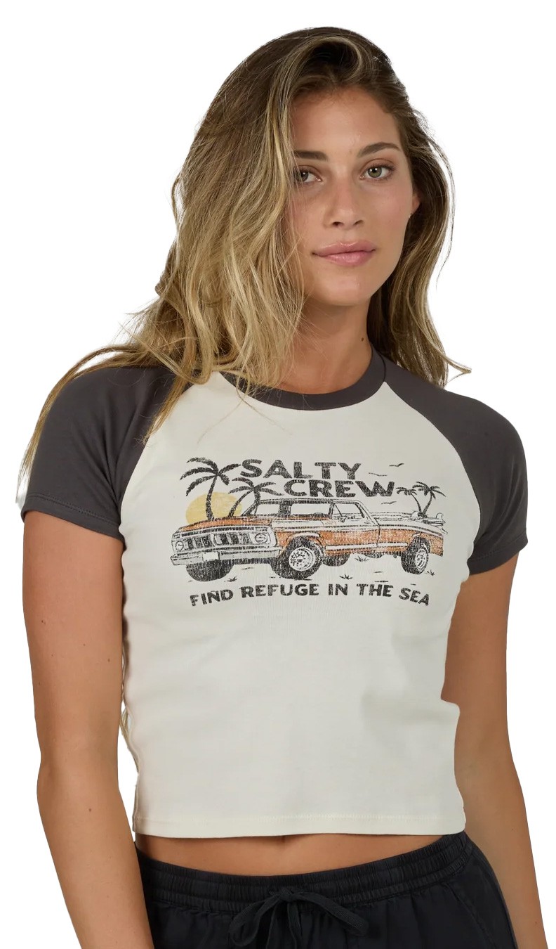 Salty Crew Tailgate Raglan Women&rsquo;s T-Shirt – Charcoal – New