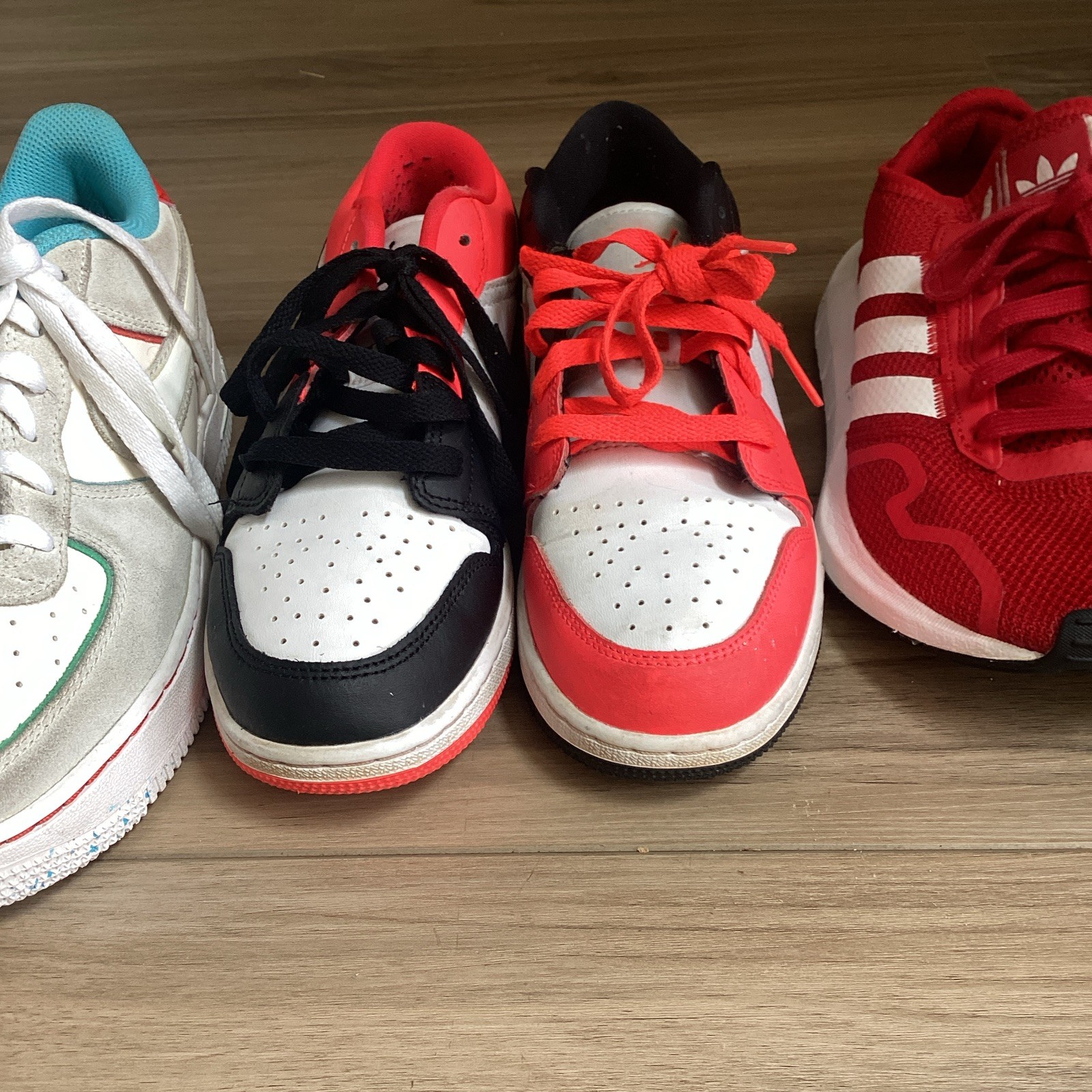 Nike Air Jordan Low Top Baby Boy Sneakers Red/Black/White Leather Colorblock