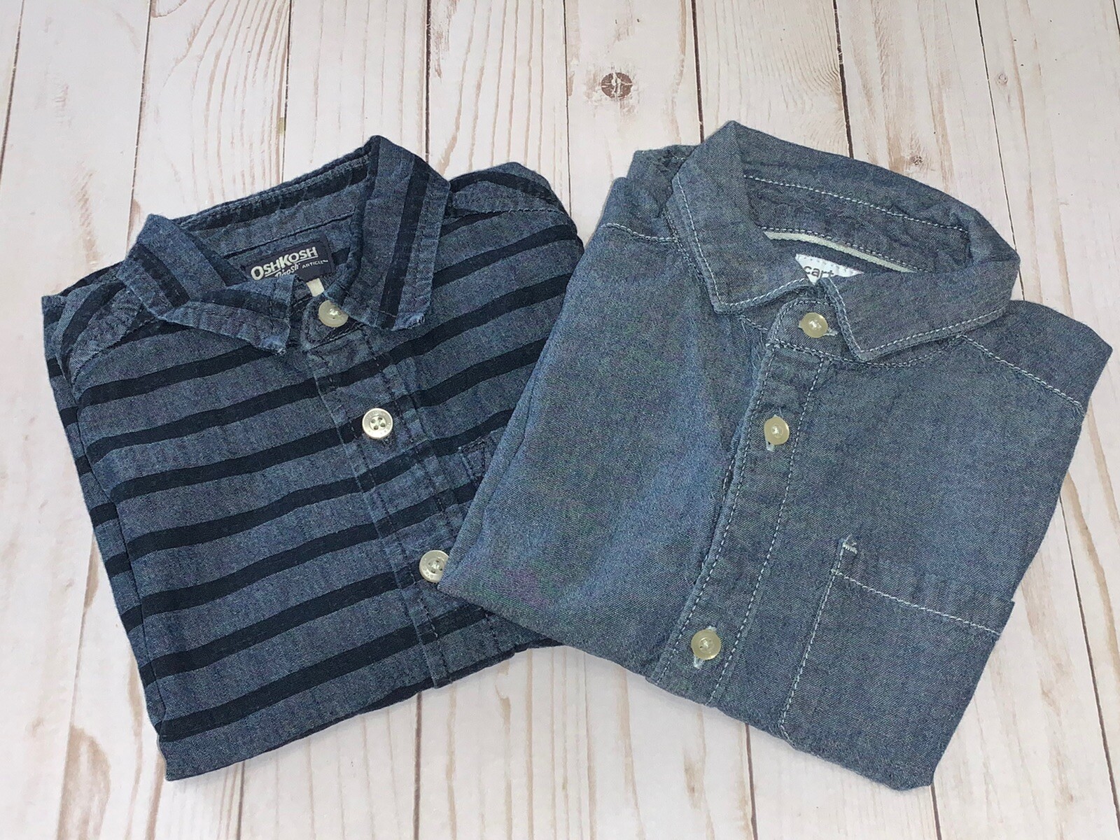 Oshkosh & Carter’s Toddler Boy’s Button Down Collared Shirts Size 4T Lot Of 2