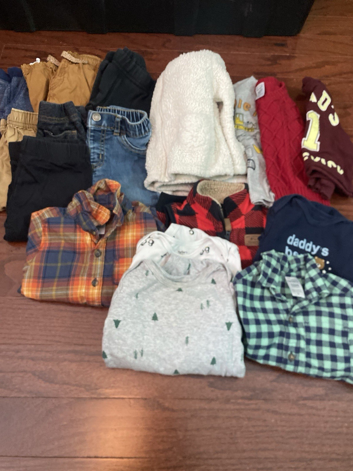Baby Boys 12 Months Carters Clothing Lot of 17 Pieces Pants Shirts One Pieces