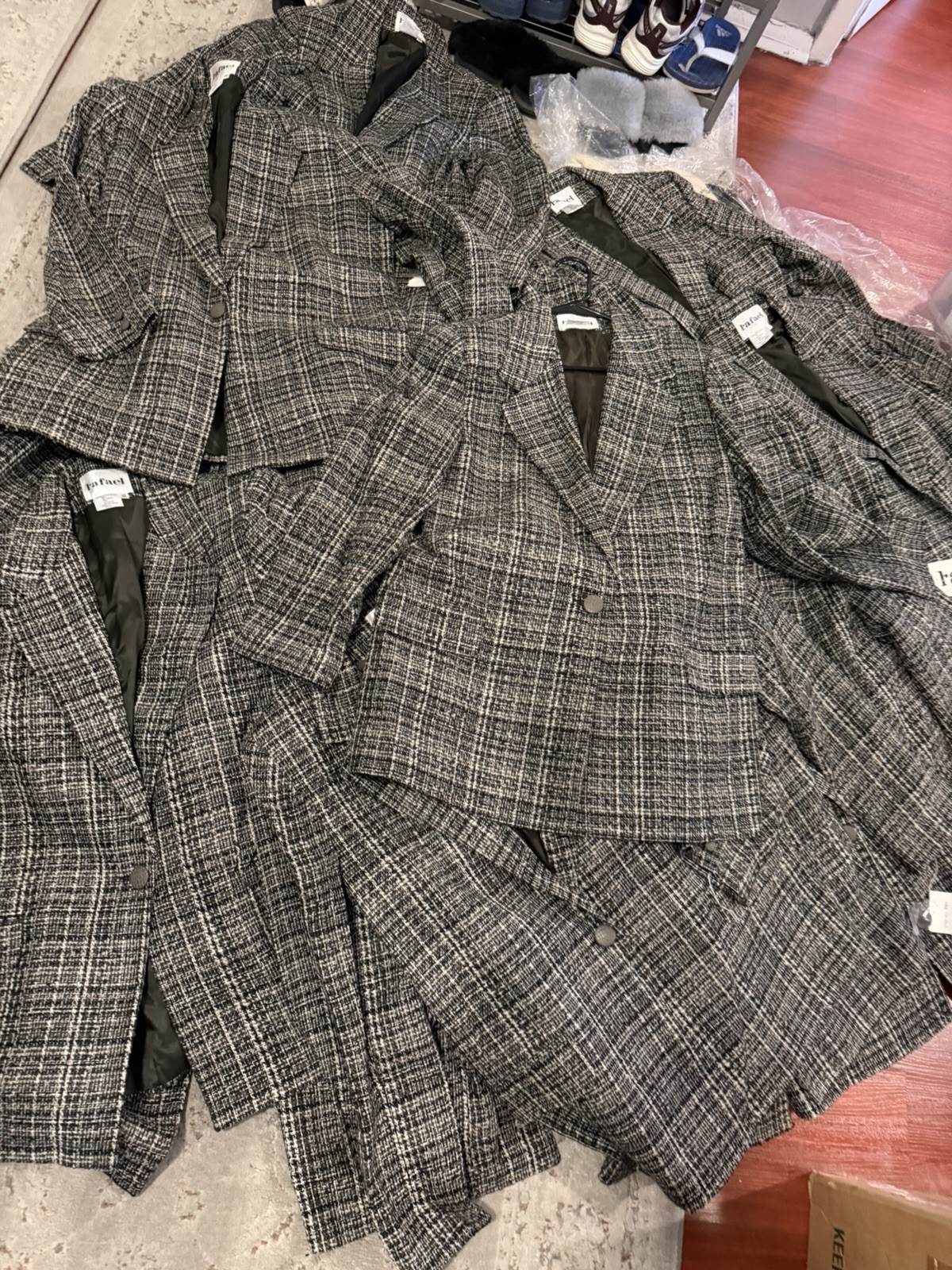 rafact Plaid Blazers Bulk Women Adult Black White Pattern Multiple Pieces