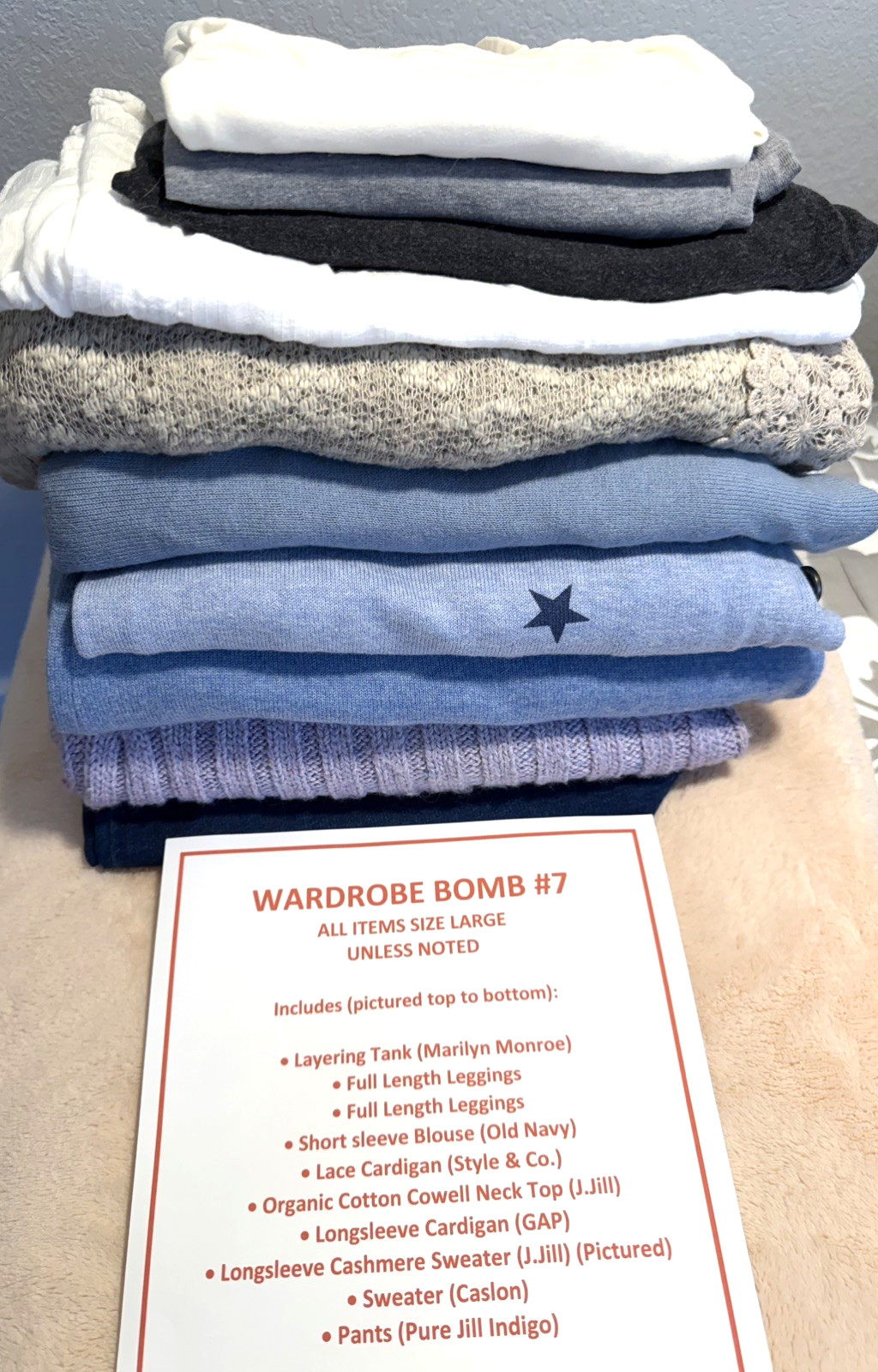 WARDROBE BOMB #7 -Mystery Clothing Lot -10 Pieces – Womens Large – J. JIll, GAP