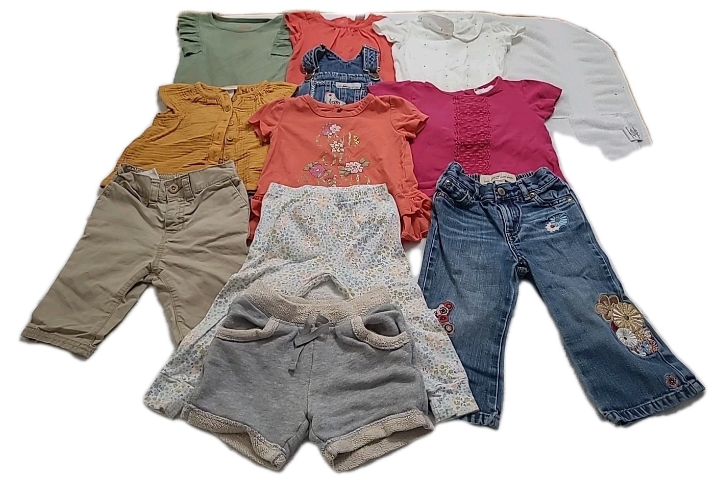11PC Baby Girls 18/18-24 Months Short&sleeveless Shirts Overalls Jeans Pants