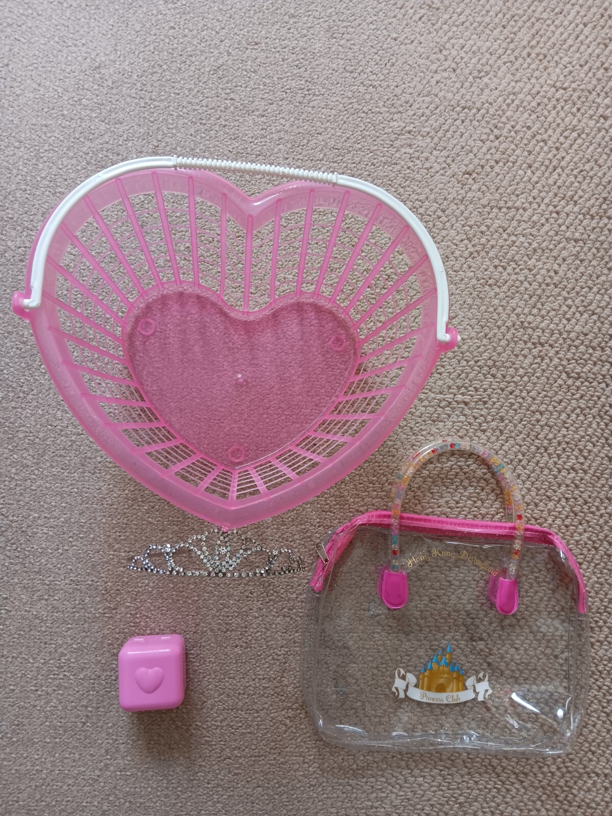 New Lot 4 Princess Tote Bag Tiara Crown Headband Pink Heart Basket Jewelry Box