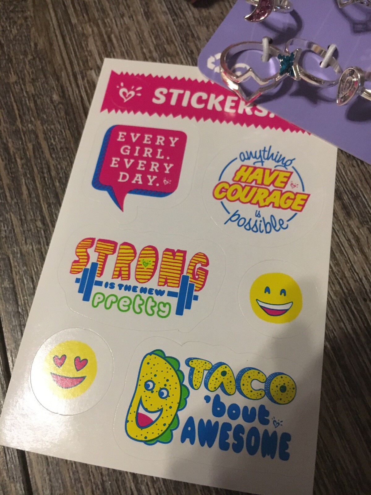 Claire’s Emoji Unicorn Bag Sleep Mask Squishy Jewelry Lot Justice Stickers