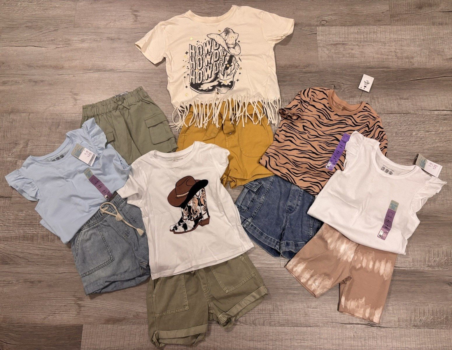 Girls 7-8 Years Clothing Lot Tops Shorts Cotton Multicolor Cowgirl