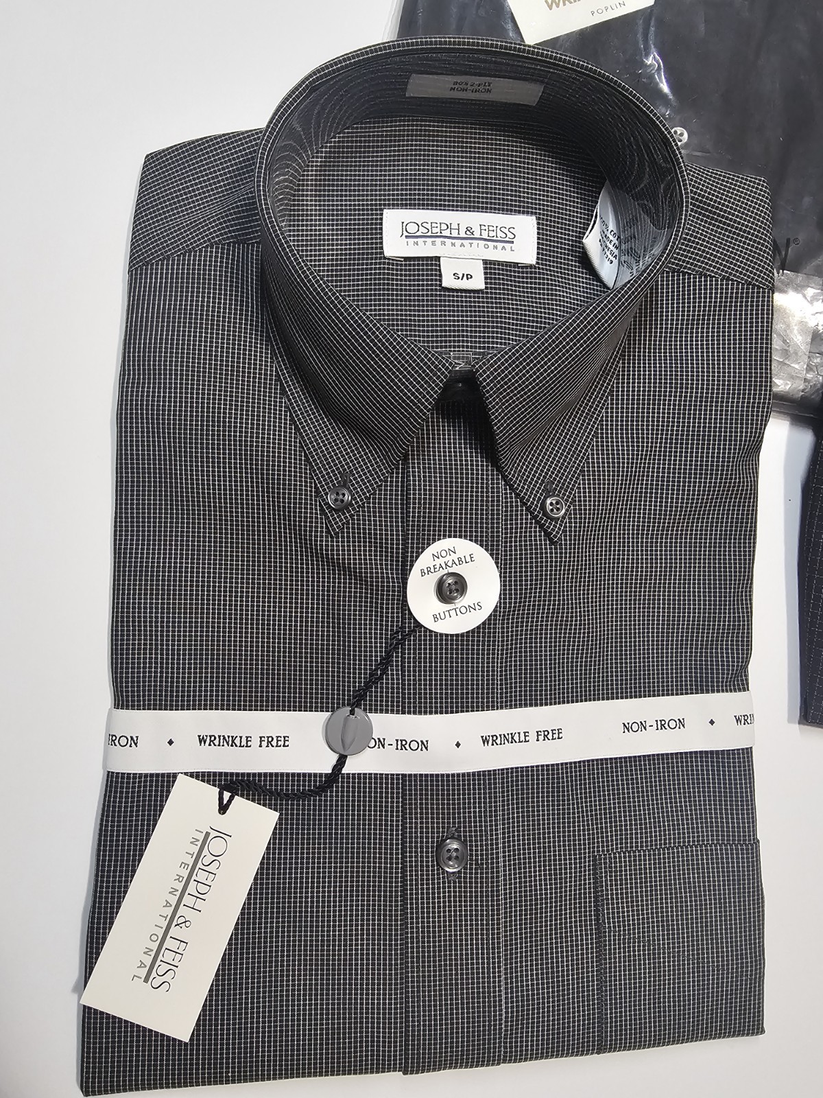 Lot of 6 NWT Dress Shirts S 14.5 32/33 Cotton Check Blue Gray White Black
