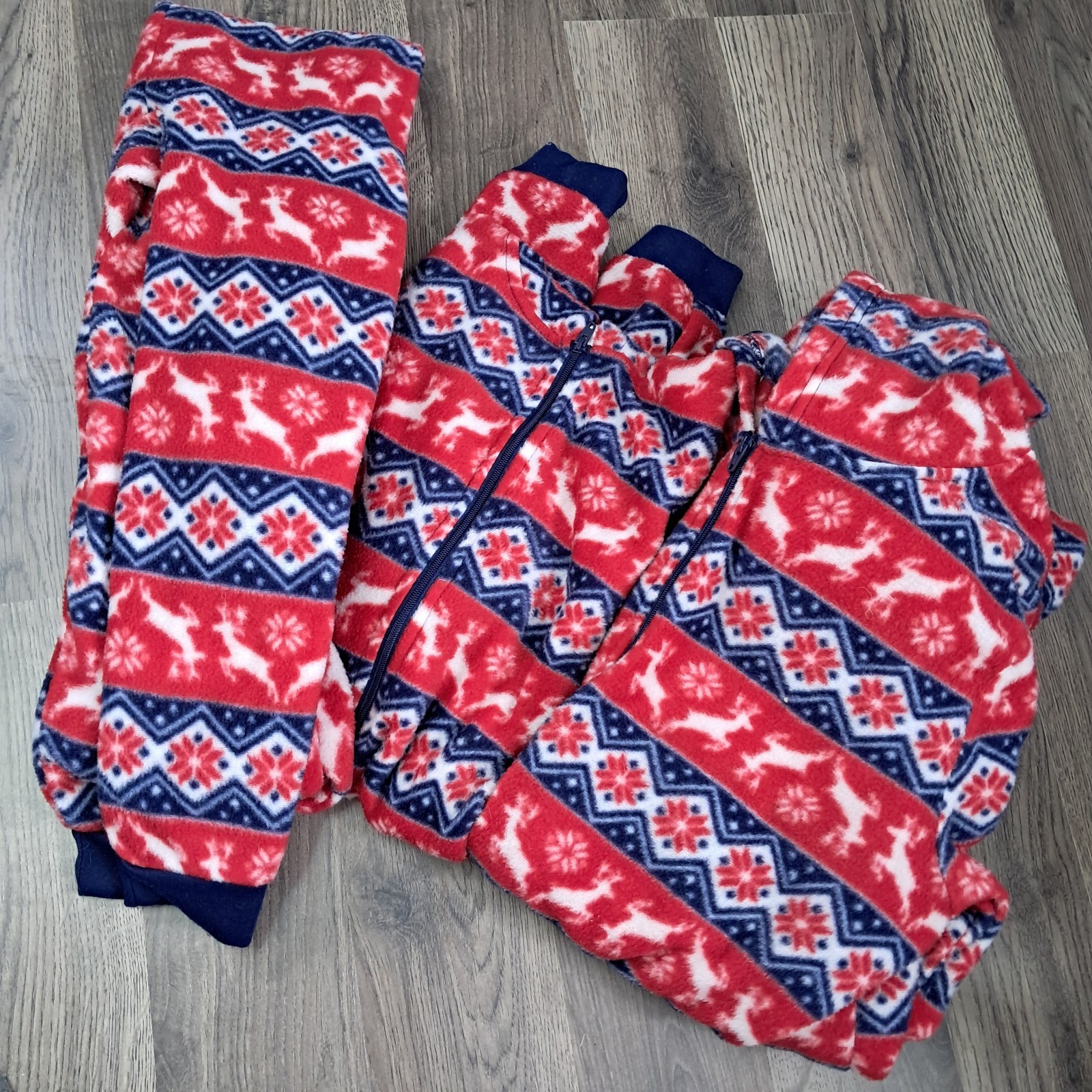 Merry Moments Family Matching Reindeer/Snowflake Pattern Fleece Zip Front Pajama