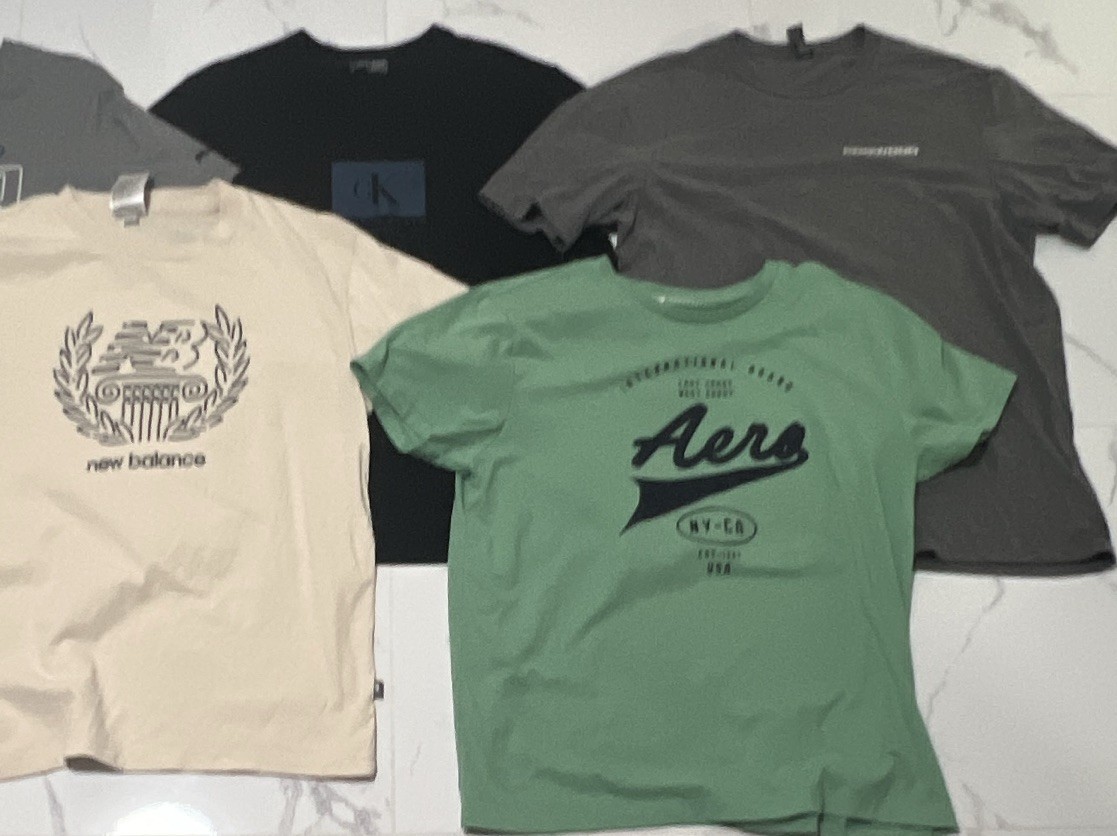 Aeropostale Calvin Klein New Balance Graphic Logo T-Shirt Lot 4 Cotton Size L