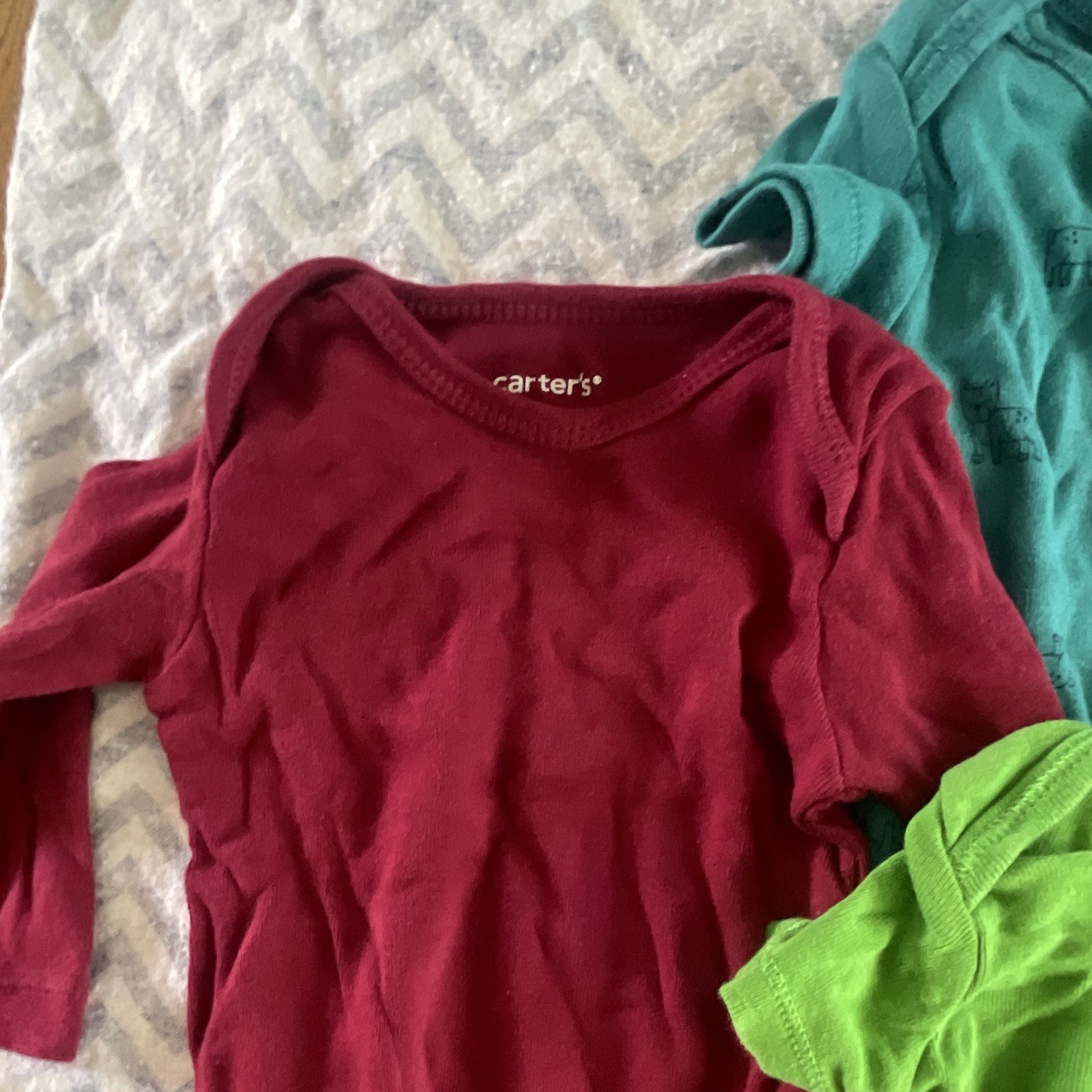 Carter&rsquo;s Baby Boy Bodysuits Lot of 5, 3 Months Cotton Multicolor Striped Dino