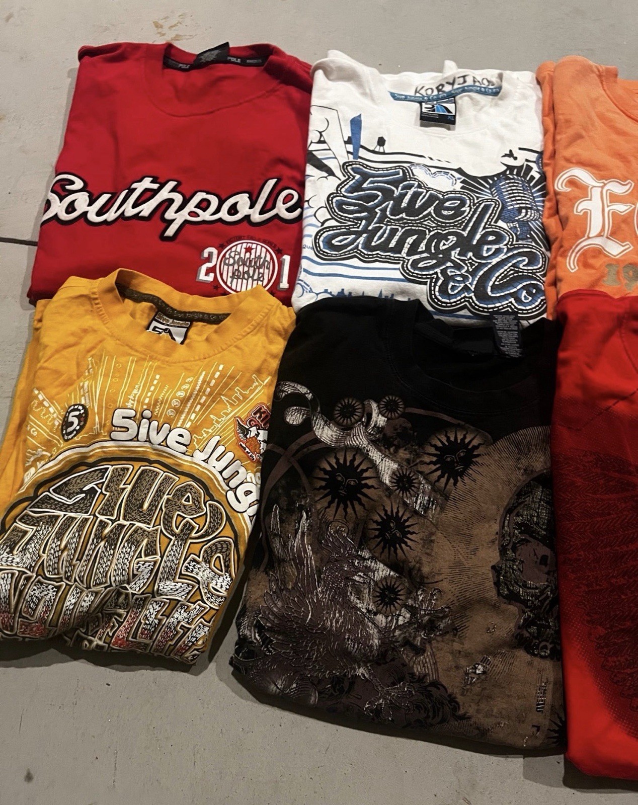 Y2K Graphic T-Shirt Bundle Lot of 6 Southpole Ecko Five Jungle Streetwear Tees