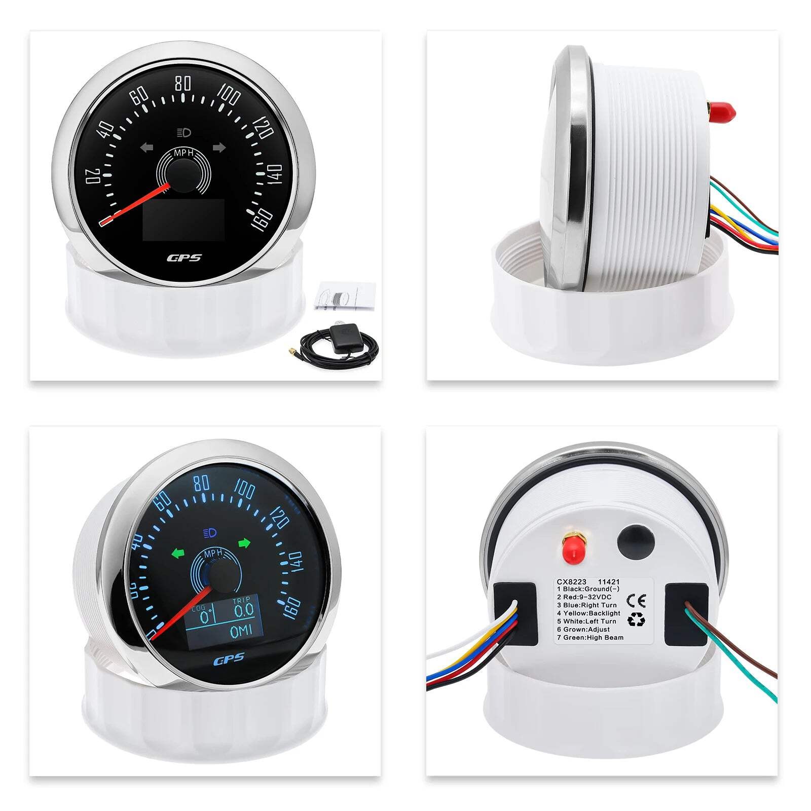 85MM Digital GPS Speedometer 0-160MPH 0-200KMH Speed Meter With GPS Antenna For