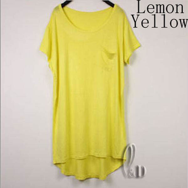 WHOLESALE BULK LOT 10 PCS MIXED COLOUR Slouchy Long Basic Top Tee T-Shirt T089