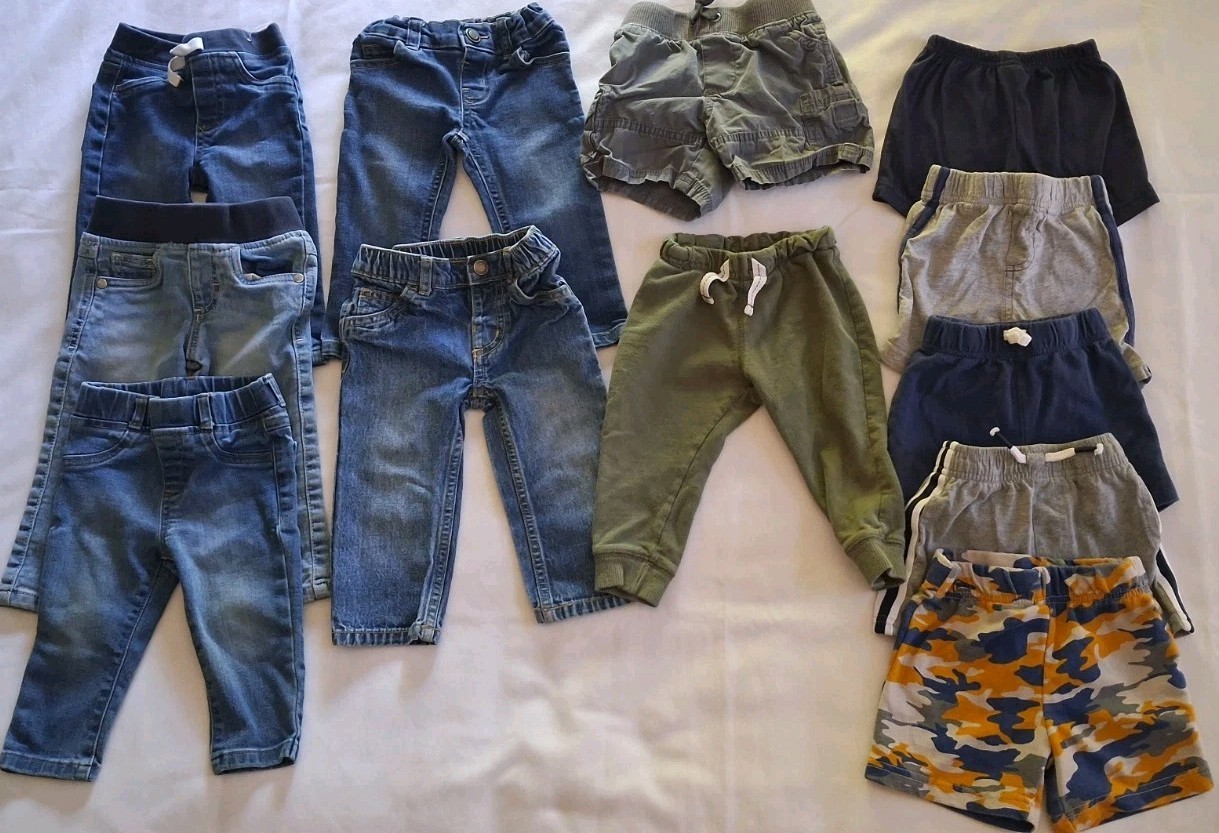 Baby Boy 12 Month Clothing Lot 12 Pieces Jeans Shorts Jogger Pants Mixed Brands