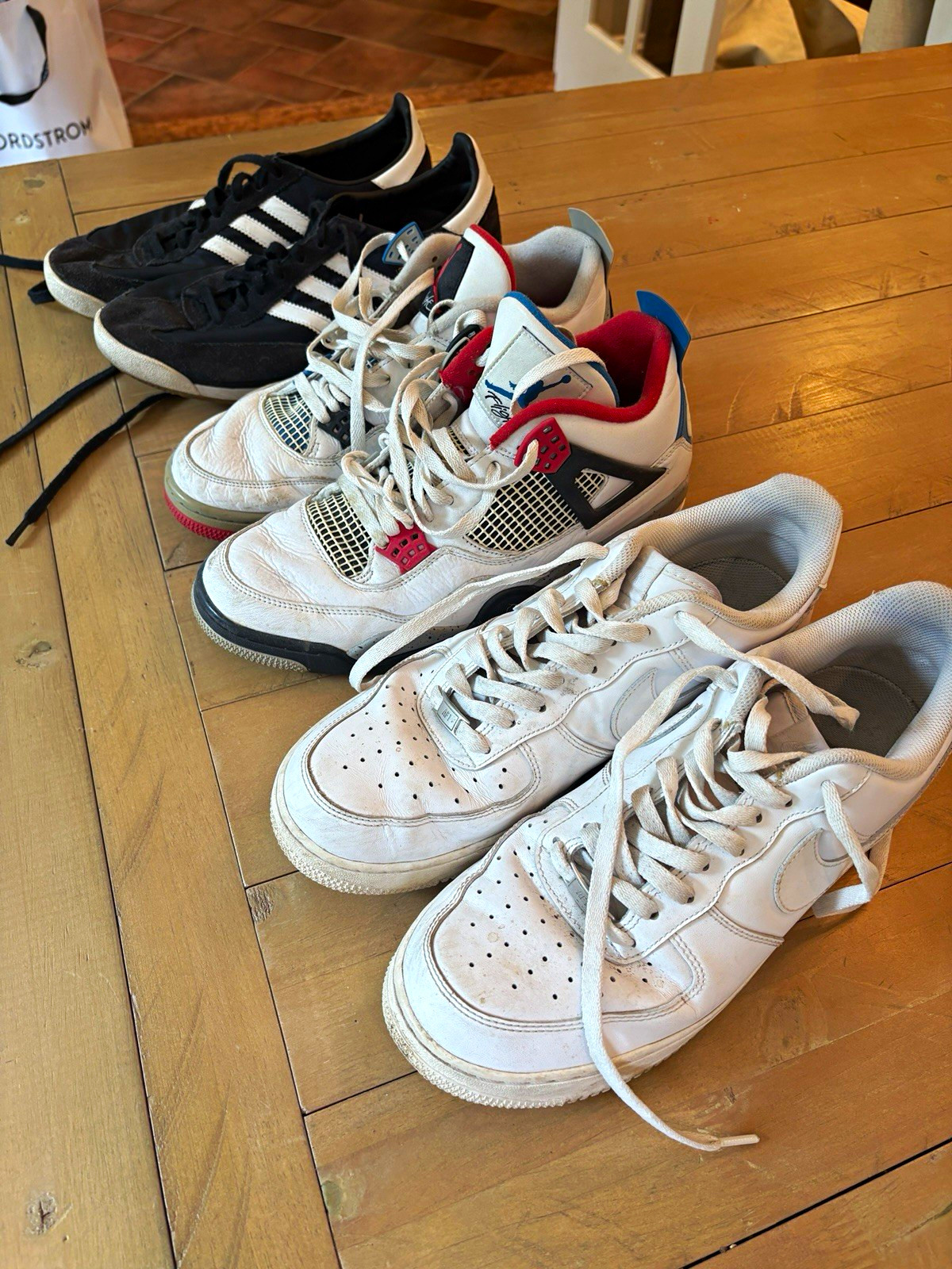 Nike Air Force 1 sz 11.5, Jordan 4 sz 11.5, Adidas SL 72 sz 11 LOT OF 3 SHOES