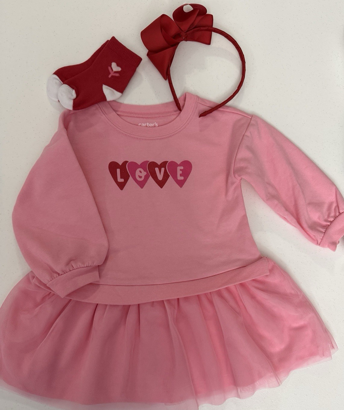 Carter&rsquo;s Child Of Mine Dress Set BABY GIRL SIZE 12 MONTHS Socks Headband NEW