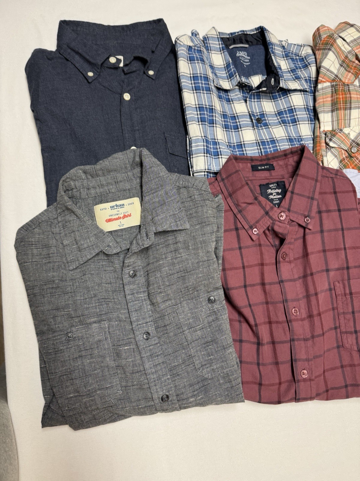 Mens Large Lot of 6 Button downs Long Sleeve mixed brand multi color