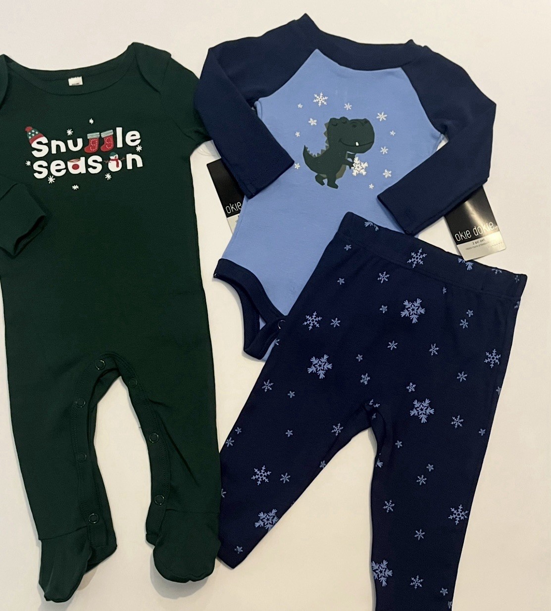 Baby Boy Christmas Lot 6 Months Pants Bodysuit Footed Pajamas New