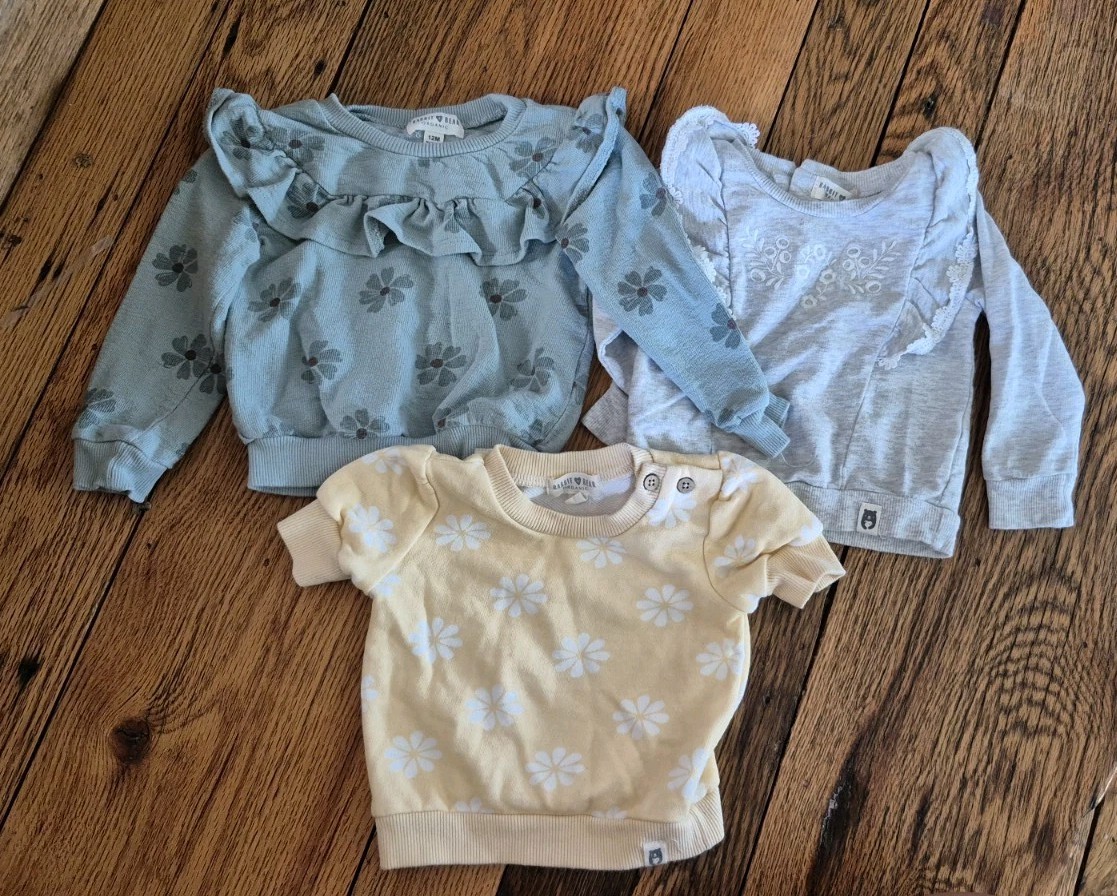 Mixed Lot Rabbit + Bear Baby Girls Sweatshirts Sz 12 Mo