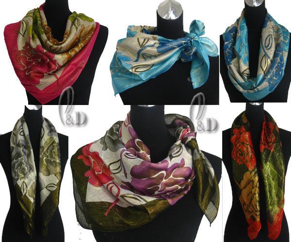 WHOLESALE BULK LOT OF 10 MIXED STYLE Shiny Square Head Neck Wrap SCARF sc045