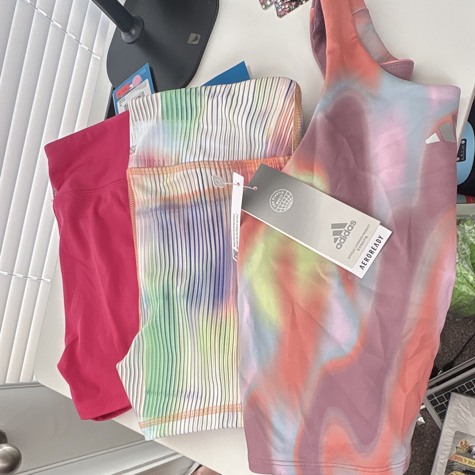 Youth Large 3pc Lot Adidas Tank + 2 DSG Shorts Pink/Multicolor