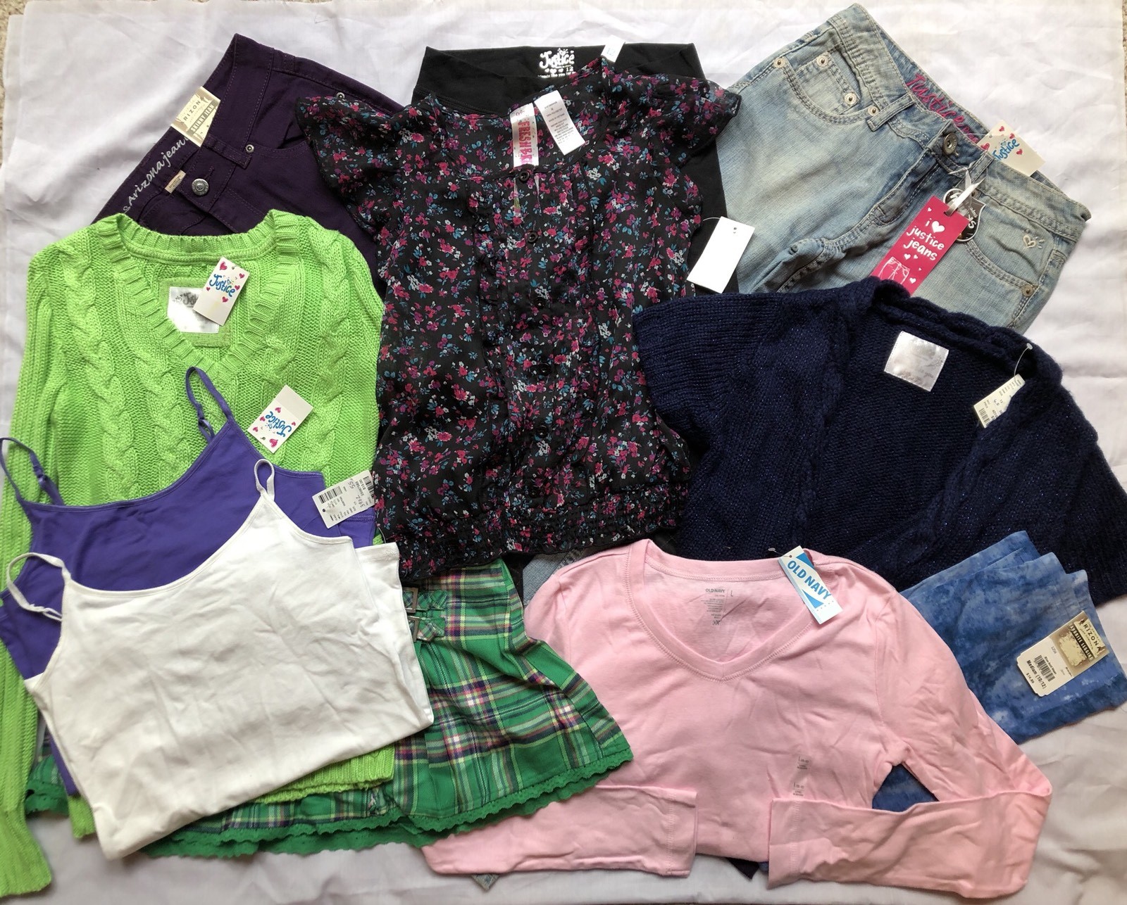 NWT girls sz 12 JUSTICE, ARIZONA, OLD NAVY, FRESH BREWED 11 pc mix & match lot!!