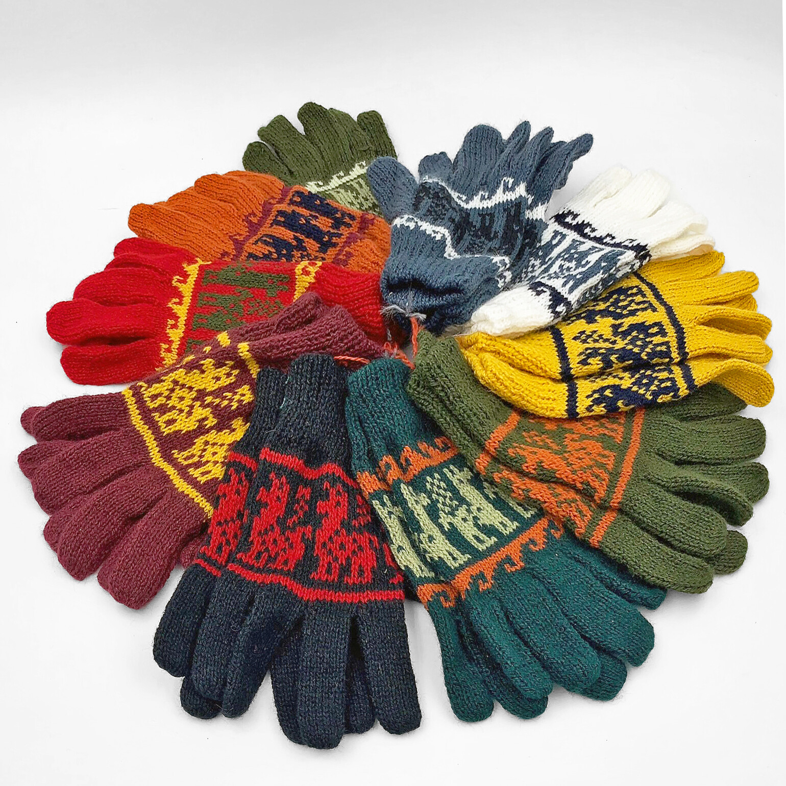 100 PAIRS WHOLESALE LOT OF HANDWOVEN ALPACA WOOL GLOVES UNISEX ADULT SIZE