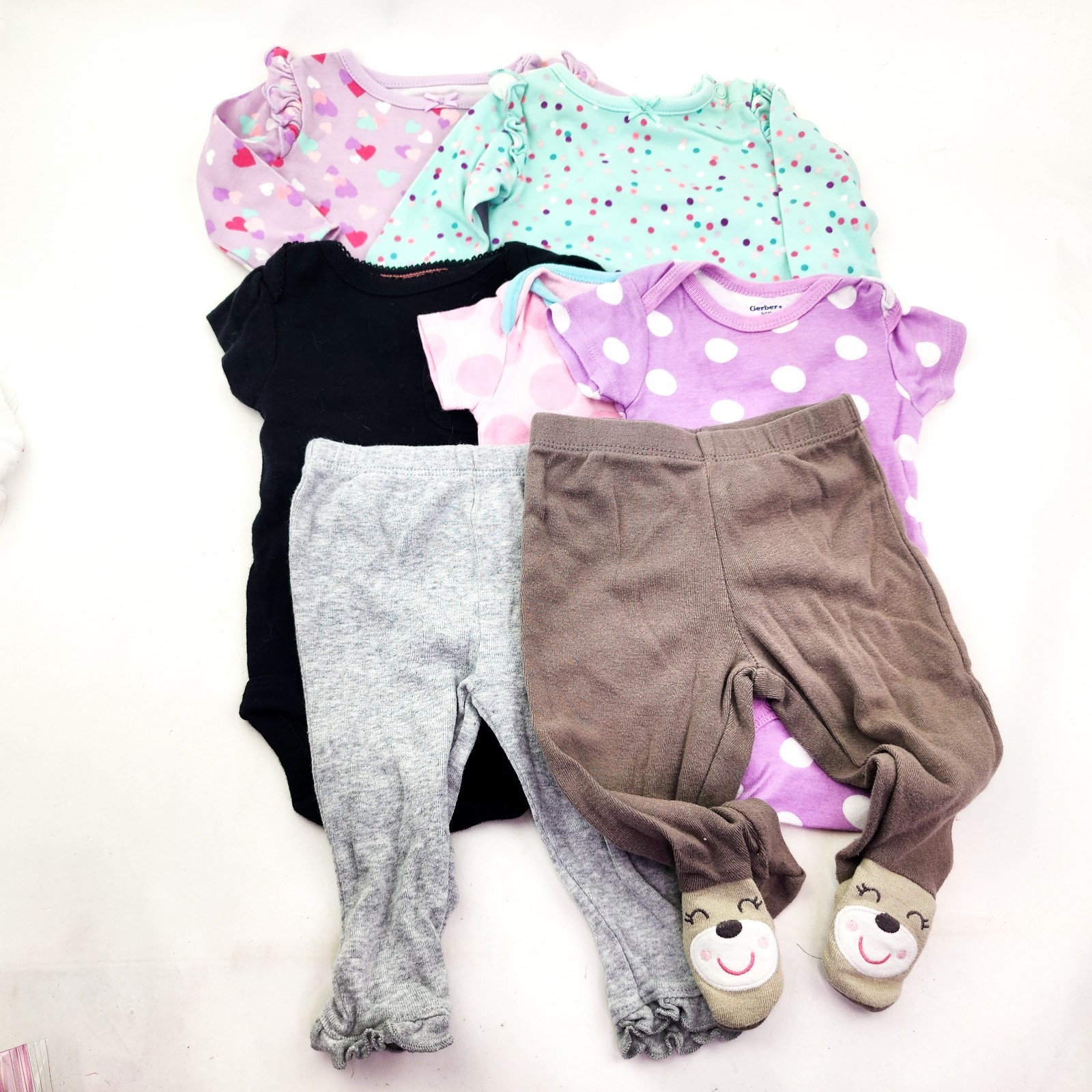 Baby Girl Clothes Lot Mixed Brands Bodysuits size 0-3 Pants Size 3 & 3-6 months