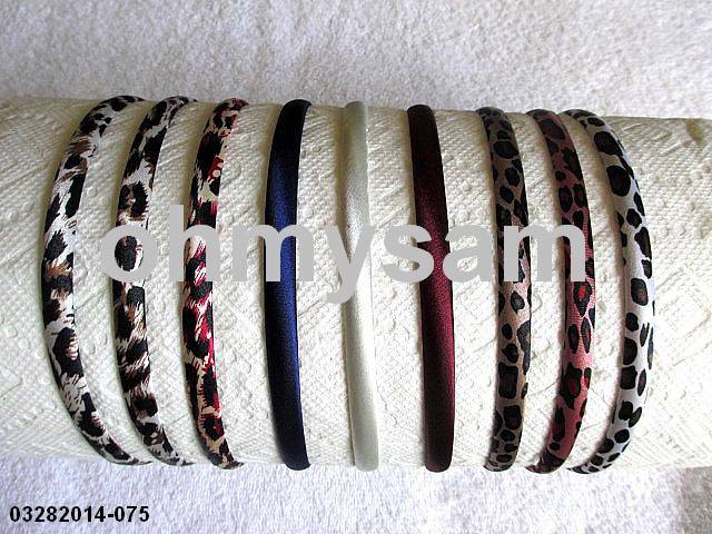 CLOSEOUT 6+3 NEW COLOR SATIN COVER HARD HEADBAND / MIX / ANIMAL PRINT 5/16&Prime;WIDE
