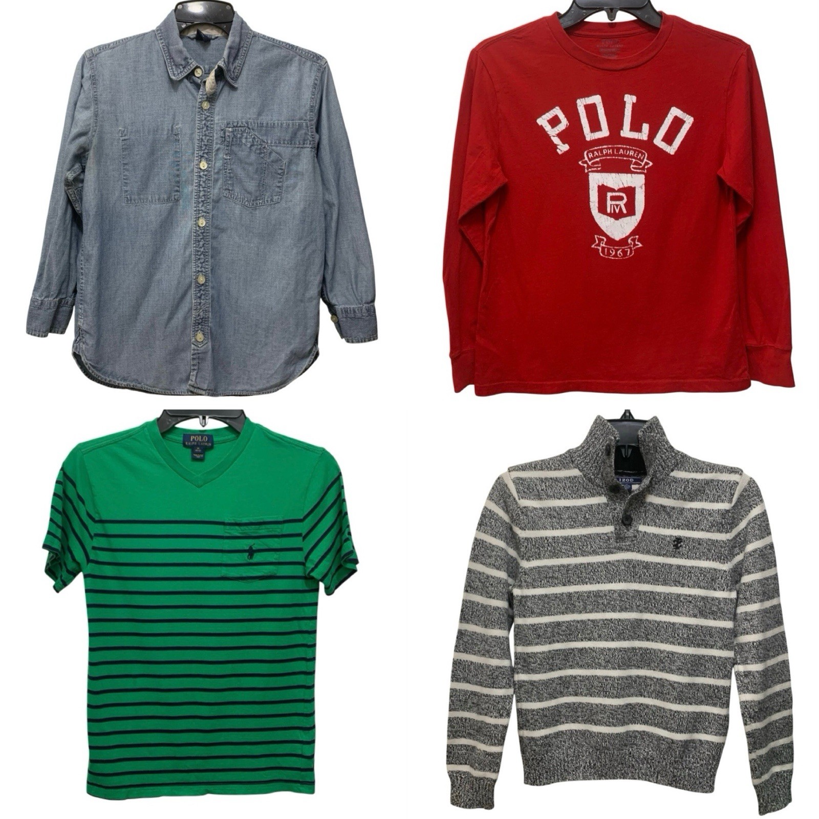 Boys Size 10-12 Shirts Lot Polo Ralph Lauren Gap IZOD All Seasons