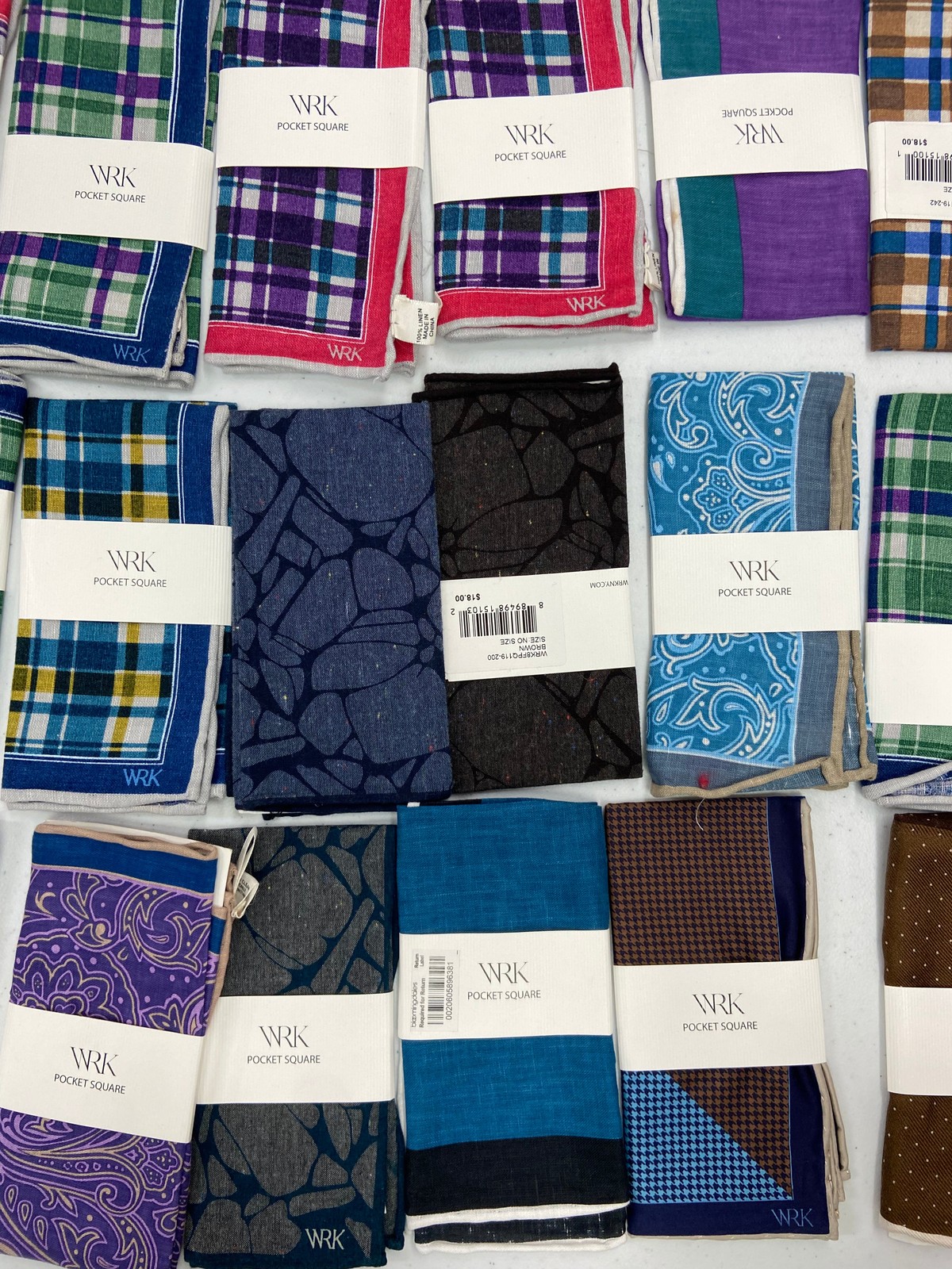 Men&rsquo;s Pocket Squares NEW (Handkerchiefs) Wholesale Lot, WRK, 31 items, MSRP $558
