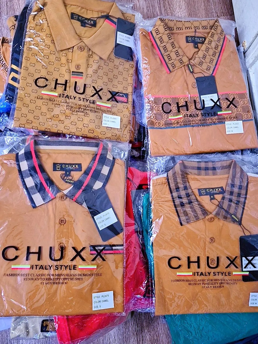 CHUXX & Gucci Mixed Shirt Lot 100% Cotton S/M/XL Camel White Gray Green