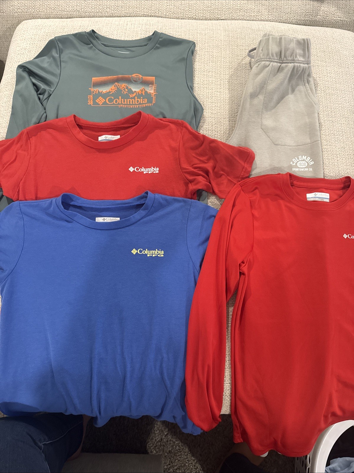 Lot Of 5 Columbia Clothes, Shirts And Pants Bundle, Size Youth Medium