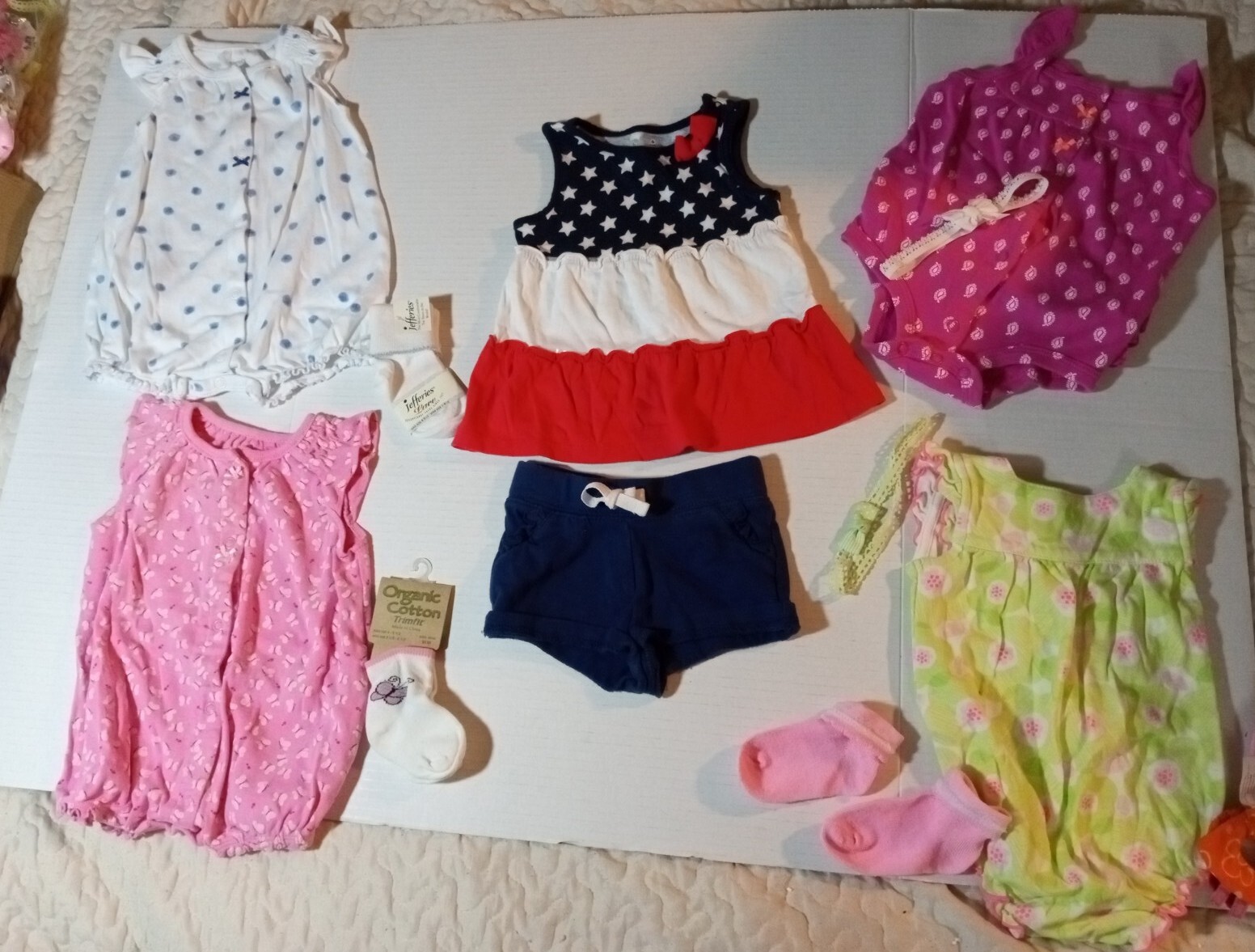 Lot baby girls clothes size 6 months Spring Summer 10 pc. EUC and NWT.Patriotic