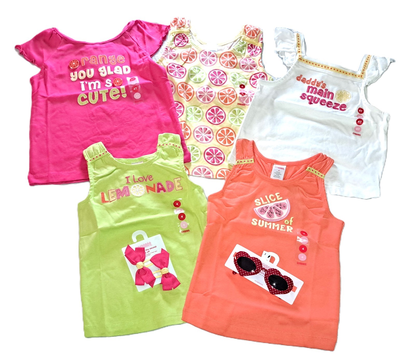 Girls Lot GYMBOREE Citrus Cooler 4T NWT tank top t shirt bows fruit lemon 2010